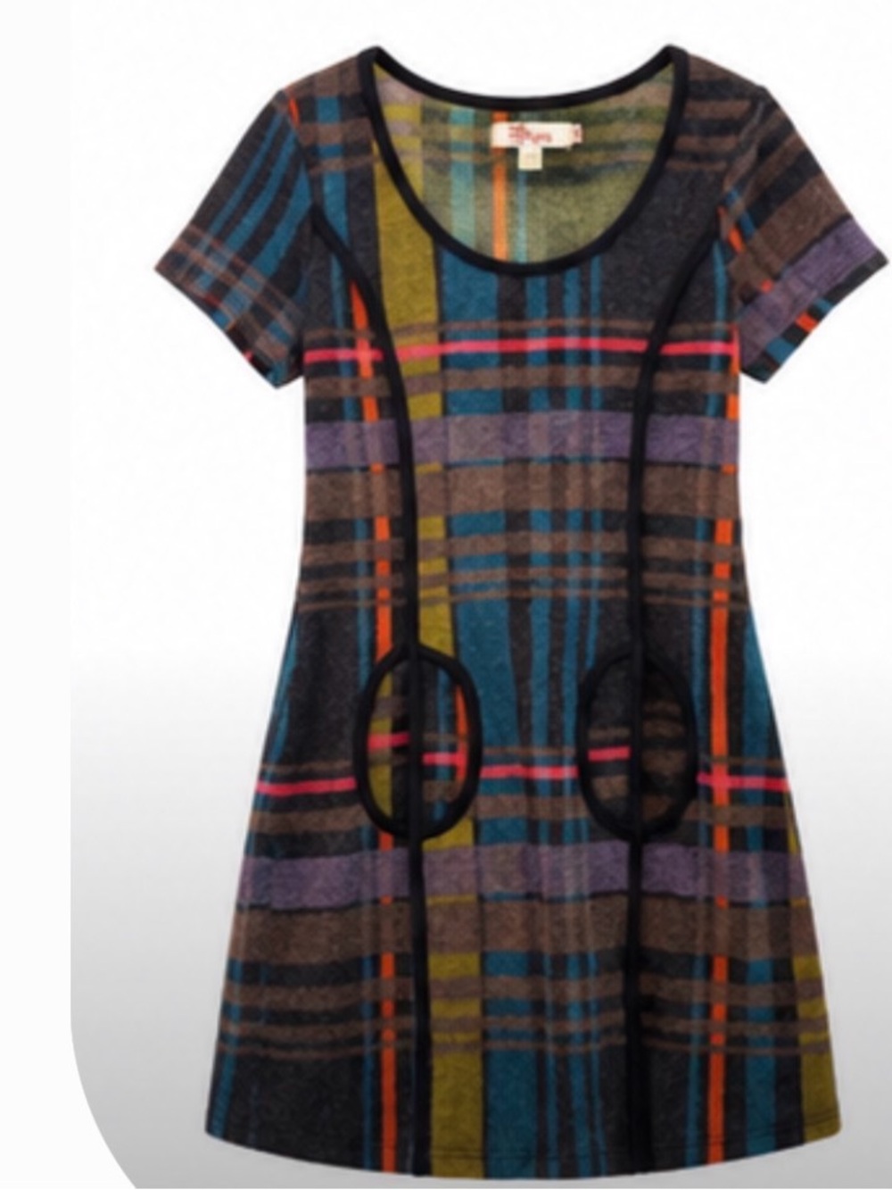 Multicolor Plaid Short Sleeve Dress